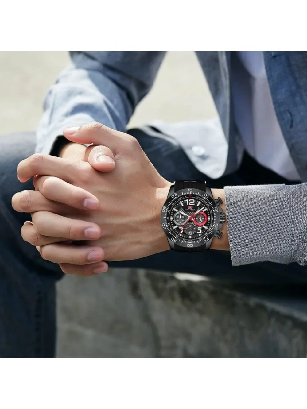 Mens All Black Analog Quartz Waterproof Chronograph Classic Stylish Casual Watch